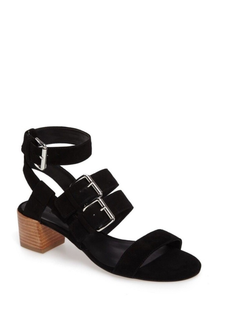 Rebecca Minkoff Ilana buckle sandals shoes black suede NIB NEW 8 M